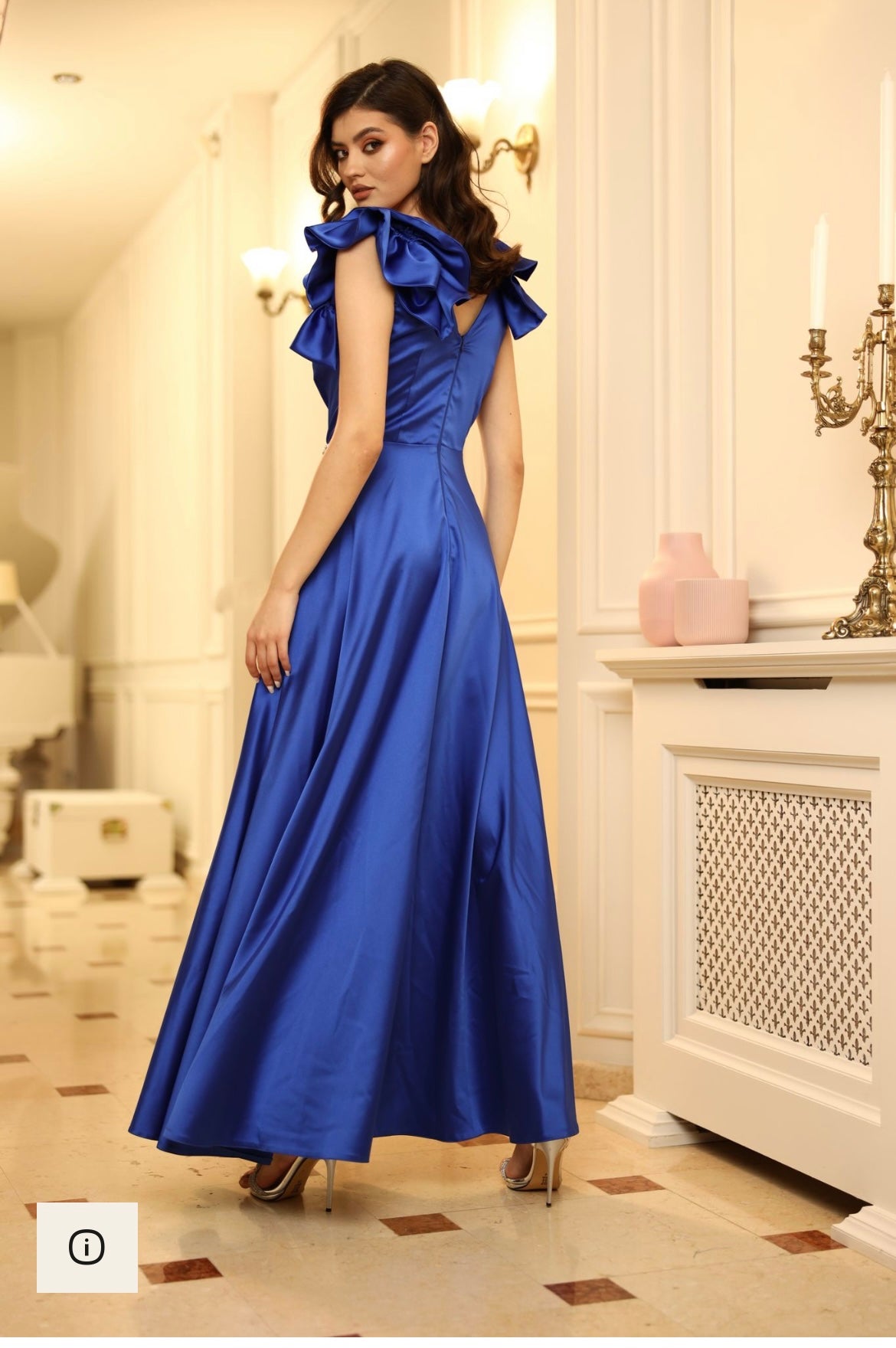 Rochie eleganta lunga asetat cu umeri accentuati  Victoria Royal